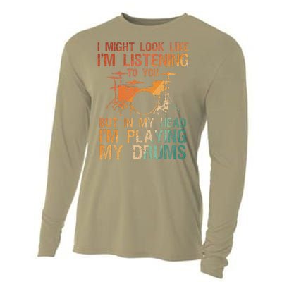 Funny Drummer Art For Drum Player Percussion Lover Cooling Performance Long Sleeve Crew