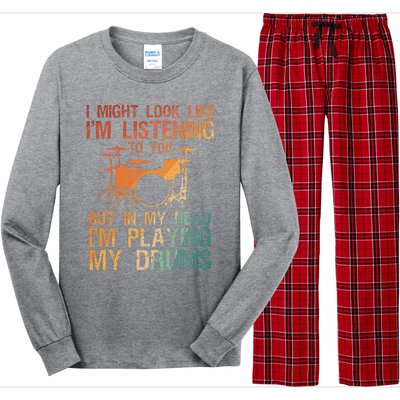 Funny Drummer Art For Drum Player Percussion Lover Long Sleeve Pajama Set