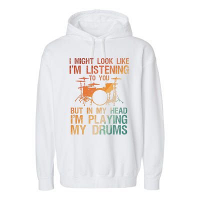 Funny Drummer Art For Drum Player Percussion Lover Garment-Dyed Fleece Hoodie