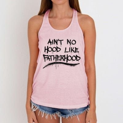 Father's Day Ain't No Hood Like Fatherhood Great Gift Women's Knotted Racerback Tank