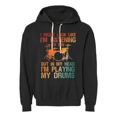 Funny Drummer Art For Drum Player Percussion Lover Garment-Dyed Fleece Hoodie