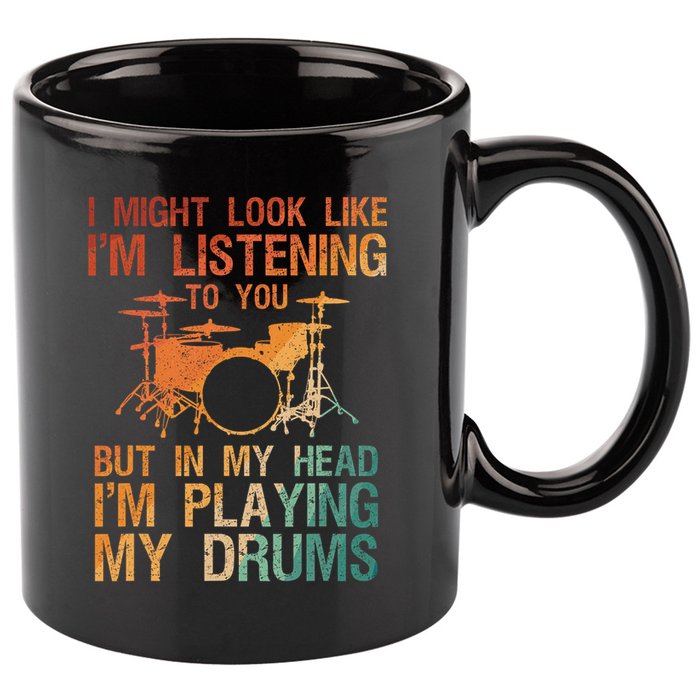 Funny Drummer Art For Drum Player Percussion Lover 11oz C Handle Ceramic Mug