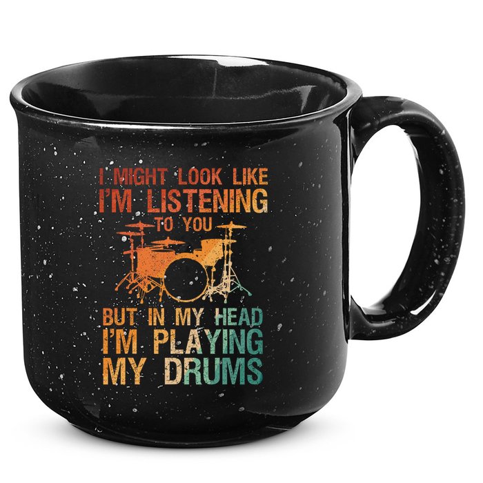 Funny Drummer Art For Drum Player Percussion Lover 15oz Campfire Ceramic Mug