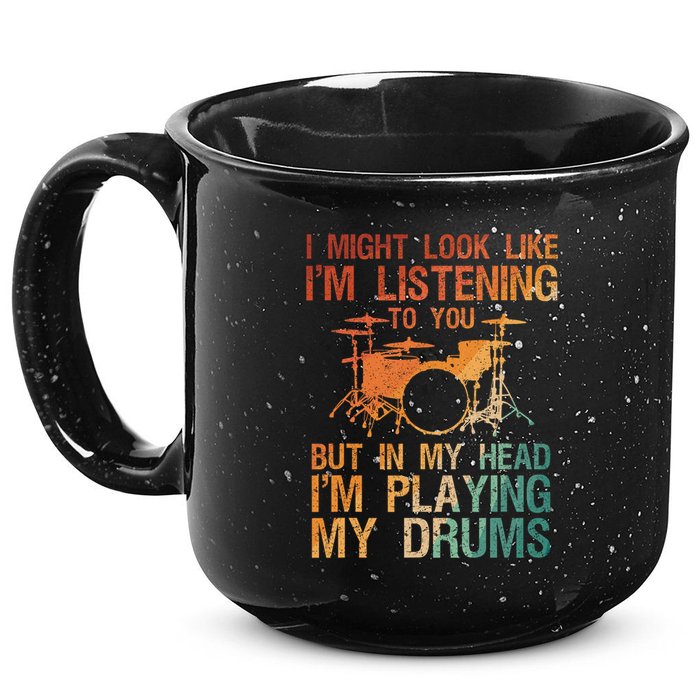 Funny Drummer Art For Drum Player Percussion Lover 15oz Campfire Ceramic Mug