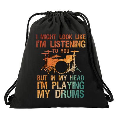 Funny Drummer Art For Drum Player Percussion Lover Drawstring Bag