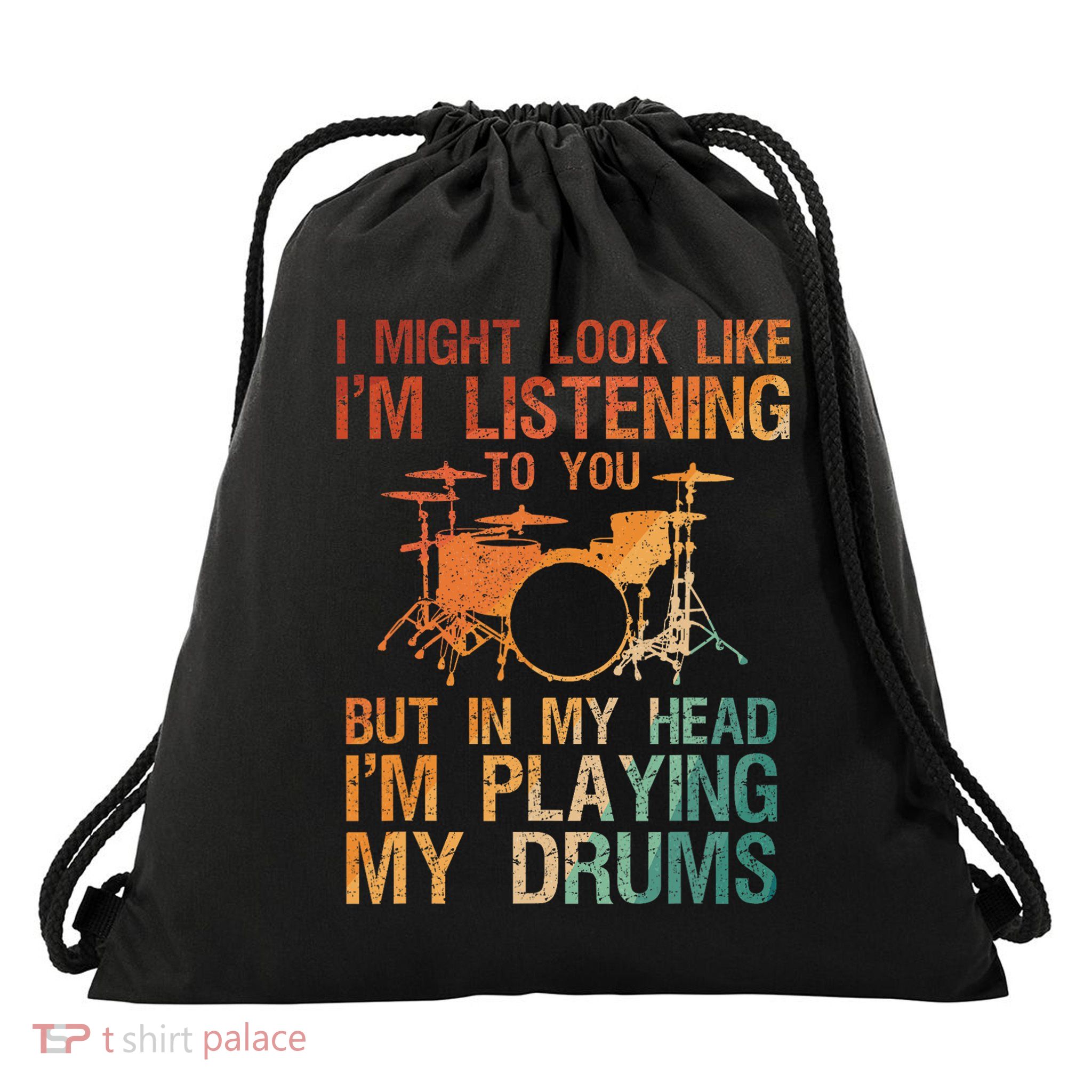 Funny Drummer Art For Drum Player Percussion Lover Drawstring Bag