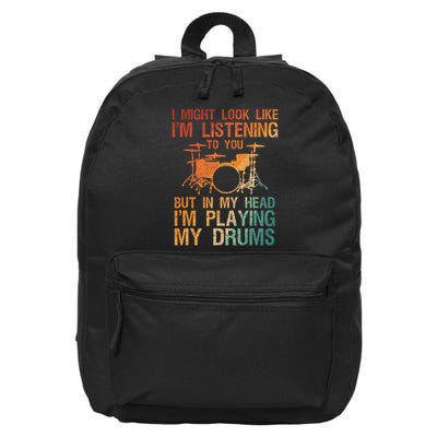 Funny Drummer Art For Drum Player Percussion Lover 16 in Basic Backpack