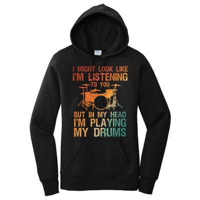 Funny Drummer Art For Drum Player Percussion Lover Women's Pullover Hoodie