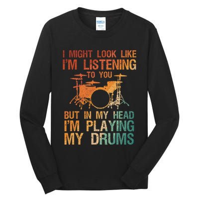 Funny Drummer Art For Drum Player Percussion Lover Tall Long Sleeve T-Shirt