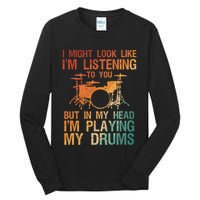 Funny Drummer Art For Drum Player Percussion Lover Tall Long Sleeve T-Shirt