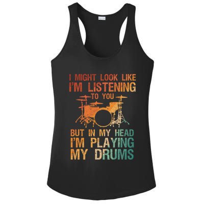 Funny Drummer Art For Drum Player Percussion Lover Ladies PosiCharge Competitor Racerback Tank