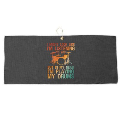 Funny Drummer Art For Drum Player Percussion Lover Large Microfiber Waffle Golf Towel