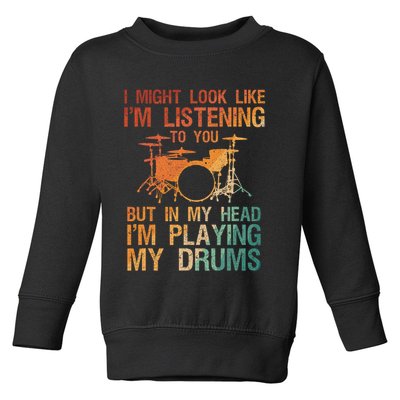 Funny Drummer Art For Drum Player Percussion Lover Toddler Sweatshirt