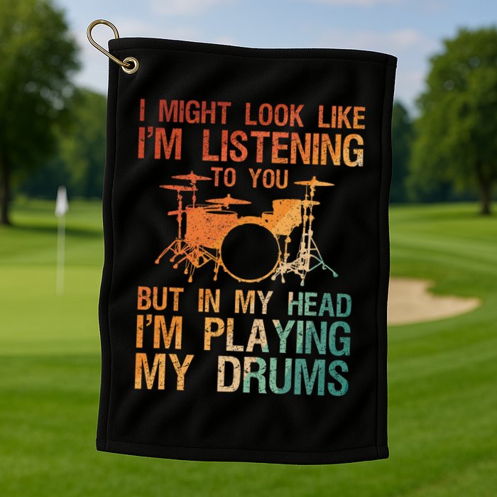 Funny Drummer Art For Drum Player Percussion Lover Golf Towel