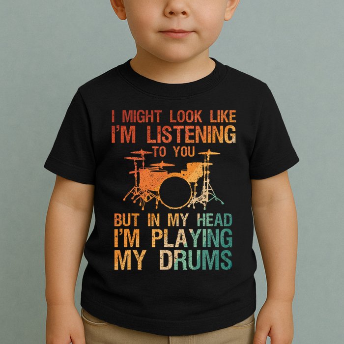 Funny Drummer Art For Drum Player Percussion Lover Toddler T-Shirt