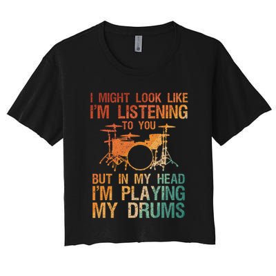 Funny Drummer Art For Drum Player Percussion Lover Crop Top