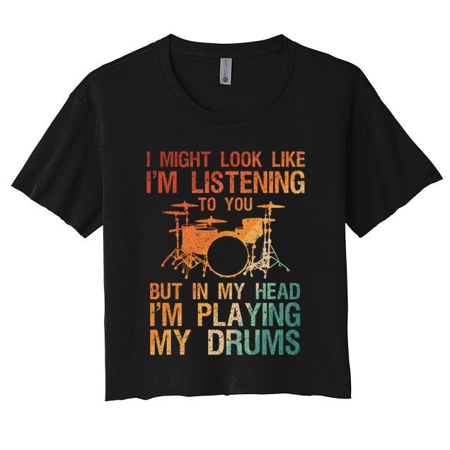 Funny Drummer Art For Drum Player Percussion Lover Crop Top