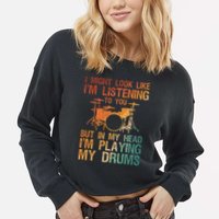 Funny Drummer Art For Drum Player Percussion Lover Cropped Pullover Crew