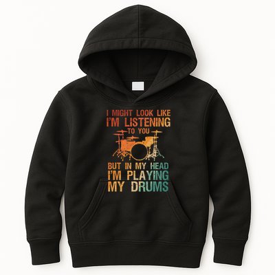 Funny Drummer Art For Drum Player Percussion Lover Kids Hoodie