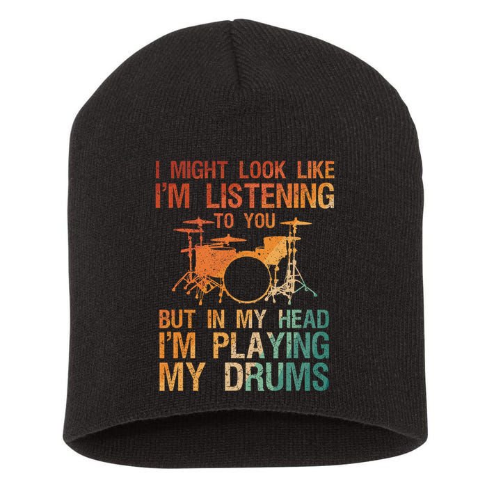 Funny Drummer Art For Drum Player Percussion Lover Short Acrylic Beanie
