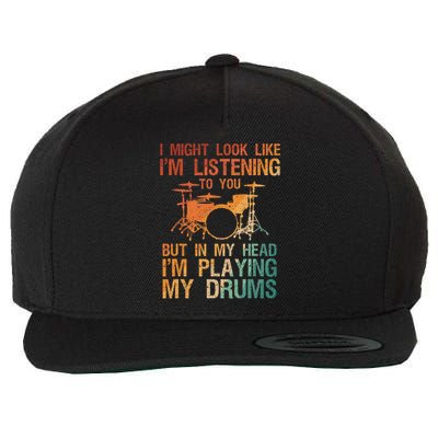 Funny Drummer Art For Drum Player Percussion Lover Wool Snapback Cap