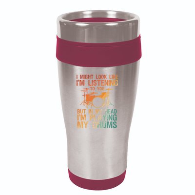 Funny Drummer Art For Drum Player Percussion Lover 16oz Travel Tumbler