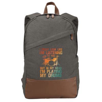 Funny Drummer Art For Drum Player Percussion Lover Cotton Canvas Backpack