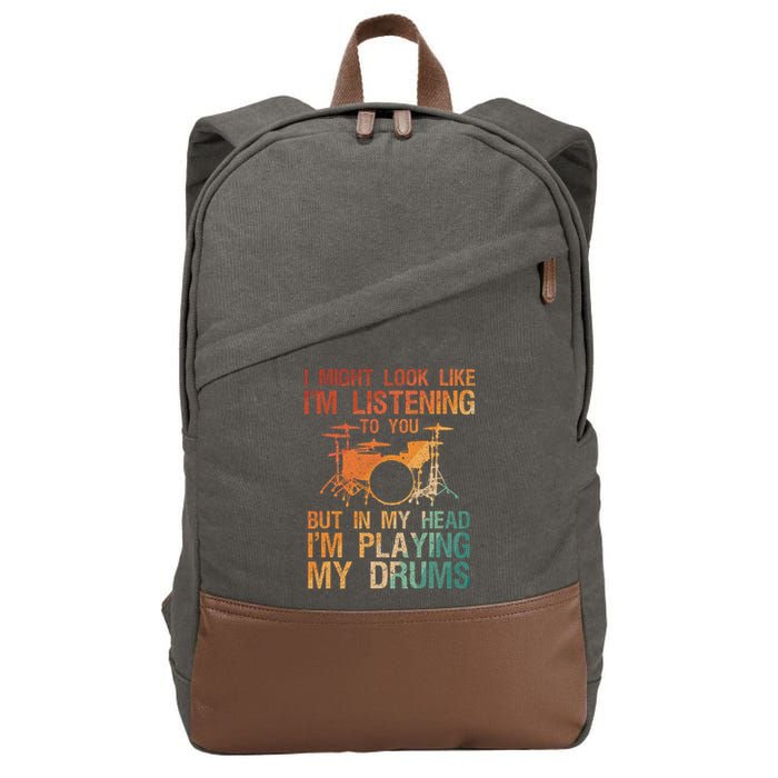 Funny Drummer Art For Drum Player Percussion Lover Cotton Canvas Backpack