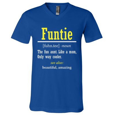 Funtie Definition Auntie Lover Family Aunt Birthday Funny Cute Gift V-Neck T-Shirt