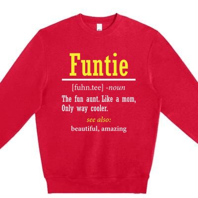 Funtie Definition Auntie Lover Family Aunt Birthday Funny Cute Gift Premium Crewneck Sweatshirt