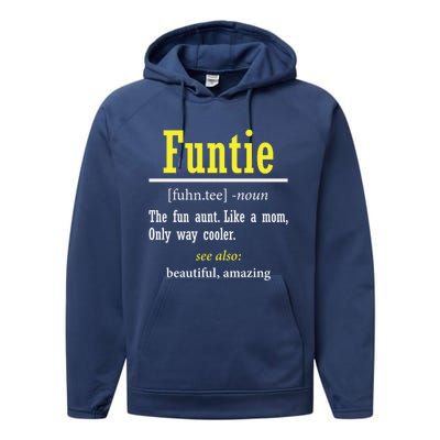 Funtie Definition Auntie Lover Family Aunt Birthday Funny Cute Gift Performance Fleece Hoodie