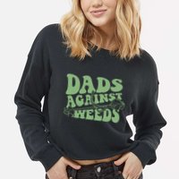 Funny Dads Against Weeds Lawn Weed Wacker Cropped Pullover Crew