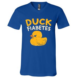 Funny Diabetes Awareness I Duck Fiabetes I Cool Rubber Duck Meaningful Gift V-Neck T-Shirt