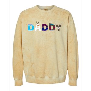 Frozen Dad And Mom Birthday Daddy Family Party Snowman Colorblast Crewneck Sweatshirt