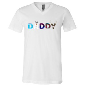 Frozen Dad And Mom Birthday Daddy Family Party Snowman V-Neck T-Shirt