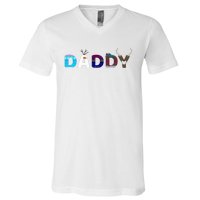 Frozen Dad And Mom Birthday Daddy Family Party Snowman V-Neck T-Shirt