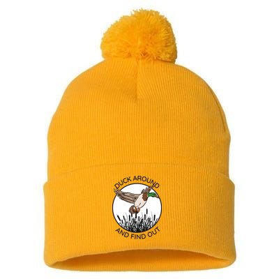 Funny Duck Around And Find Out Pom Pom 12in Knit Beanie