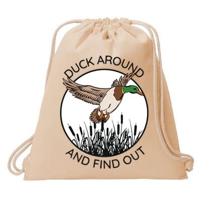 Funny Duck Around And Find Out Drawstring Bag
