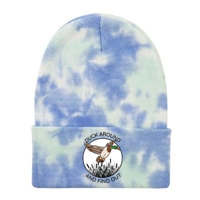 Funny Duck Around And Find Out Tie Dye 12in Knit Beanie