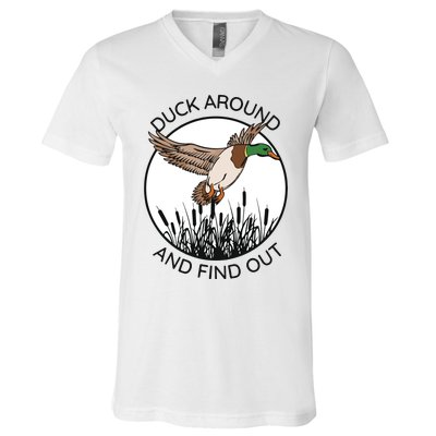 Funny Duck Around And Find Out V-Neck T-Shirt