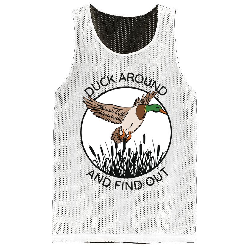 Funny Duck Around And Find Out Mesh Reversible Basketball Jersey Tank