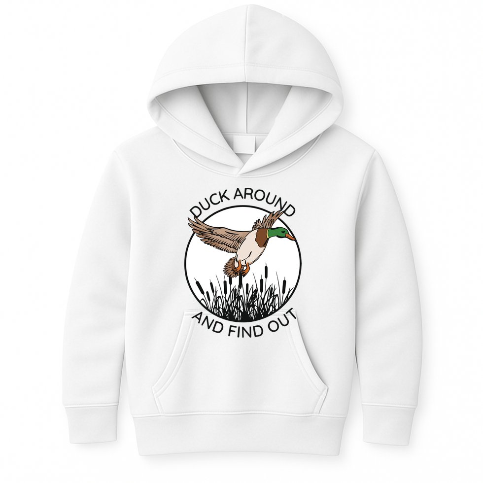 Funny Duck Around And Find Out Kids Hoodie