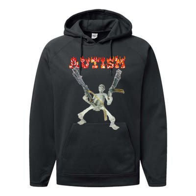 Funny Design Autism Skeleton Meme For Women Performance Fleece Hoodie