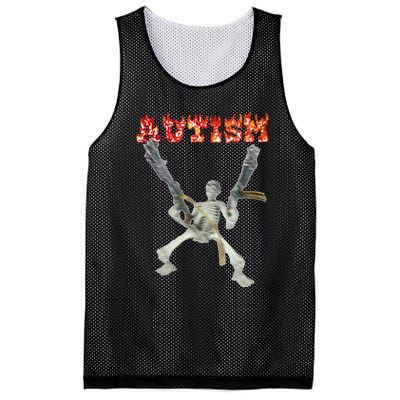 Funny Design Autism Skeleton Meme For Women Mesh Reversible Basketball Jersey Tank