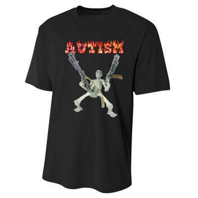 Funny Design Autism Skeleton Meme For Women Performance Sprint T-Shirt