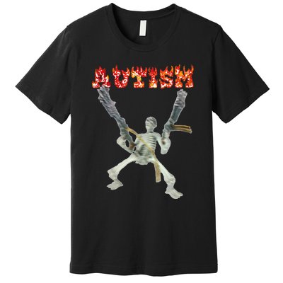 Funny Design Autism Skeleton Meme For Women Premium T-Shirt