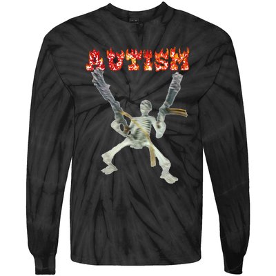 Funny Design Autism Skeleton Meme For Women Tie-Dye Long Sleeve Shirt