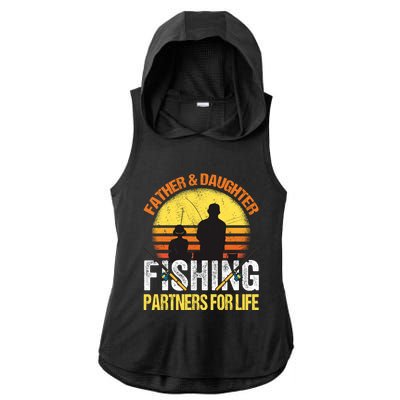 Fisherman Dad And Daughter Fishing Partners For Life Ladies PosiCharge Tri-Blend Wicking Draft Hoodie Tank