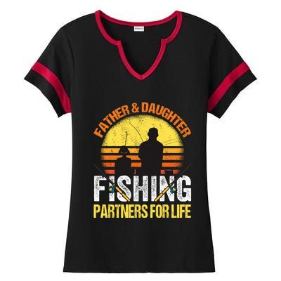 Fisherman Dad And Daughter Fishing Partners For Life Ladies Halftime Notch Neck Tee