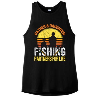 Fisherman Dad And Daughter Fishing Partners For Life Ladies PosiCharge Tri-Blend Wicking Tank